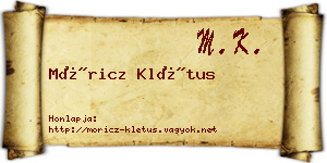 Móricz Klétus névjegykártya